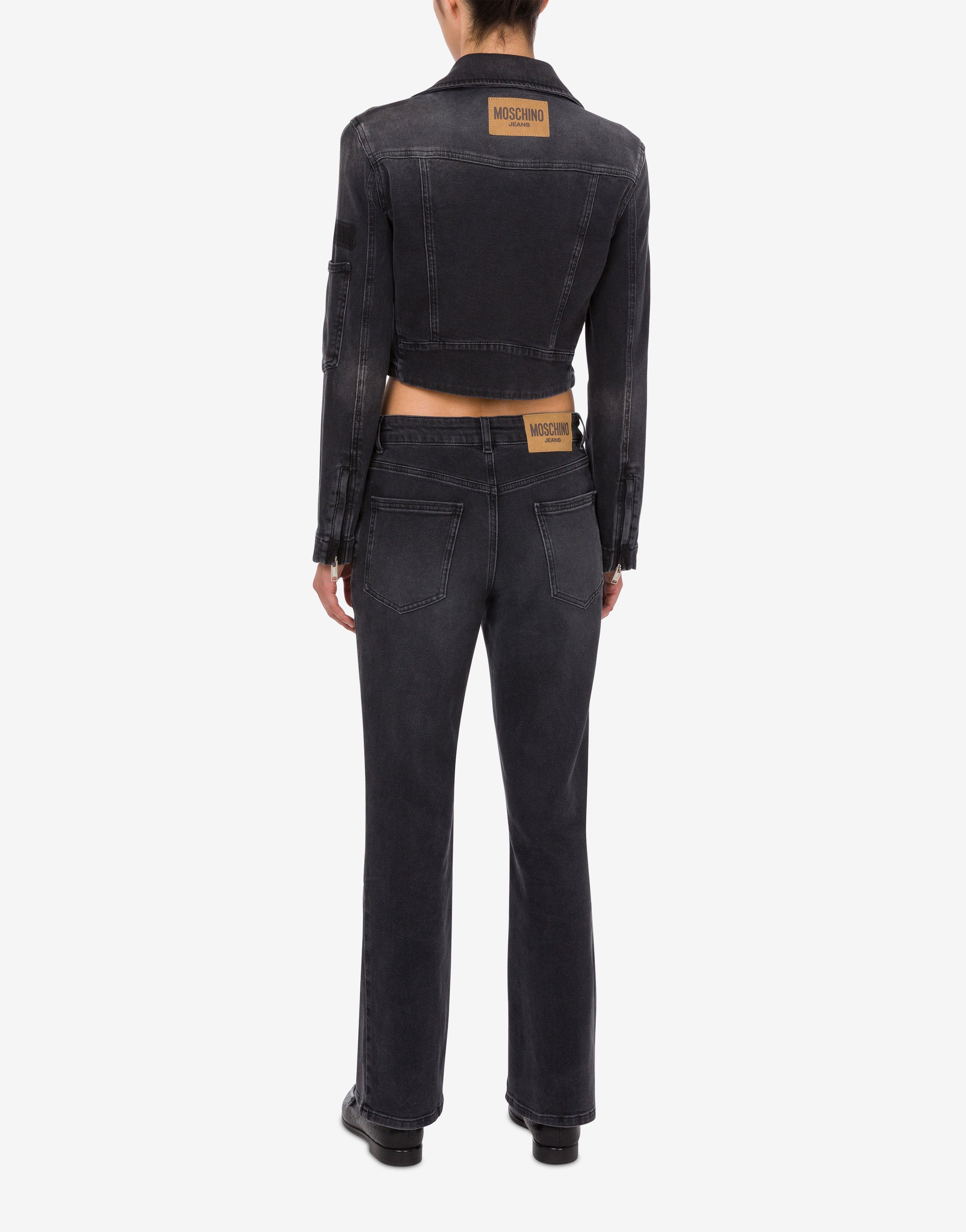 Stretch denim biker jacket Moschino Jeans | Moschino