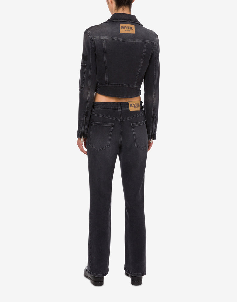 Veste motard en denim stretch Gris foncé Moschino Jeans 2