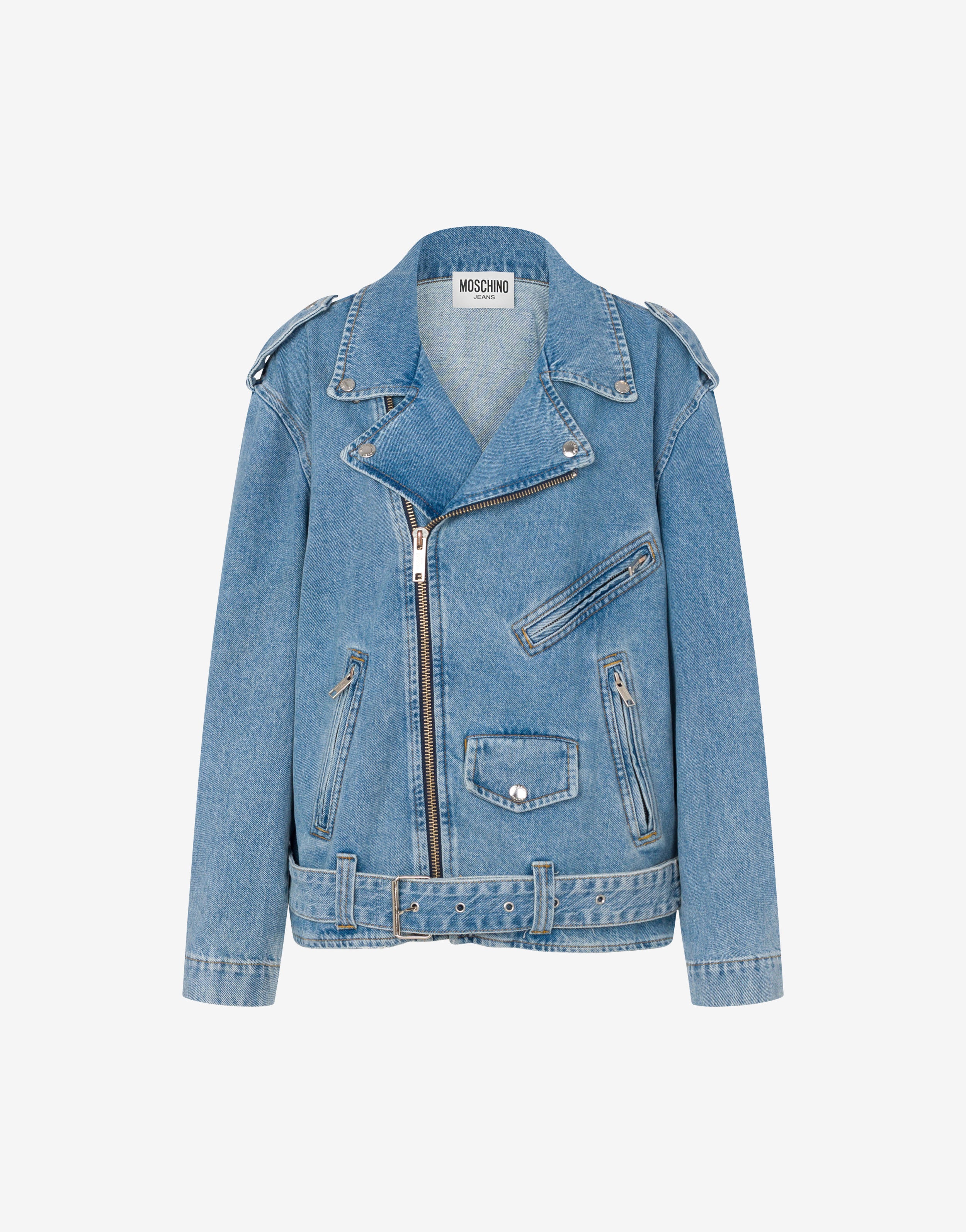 Cotton denim biker jacket