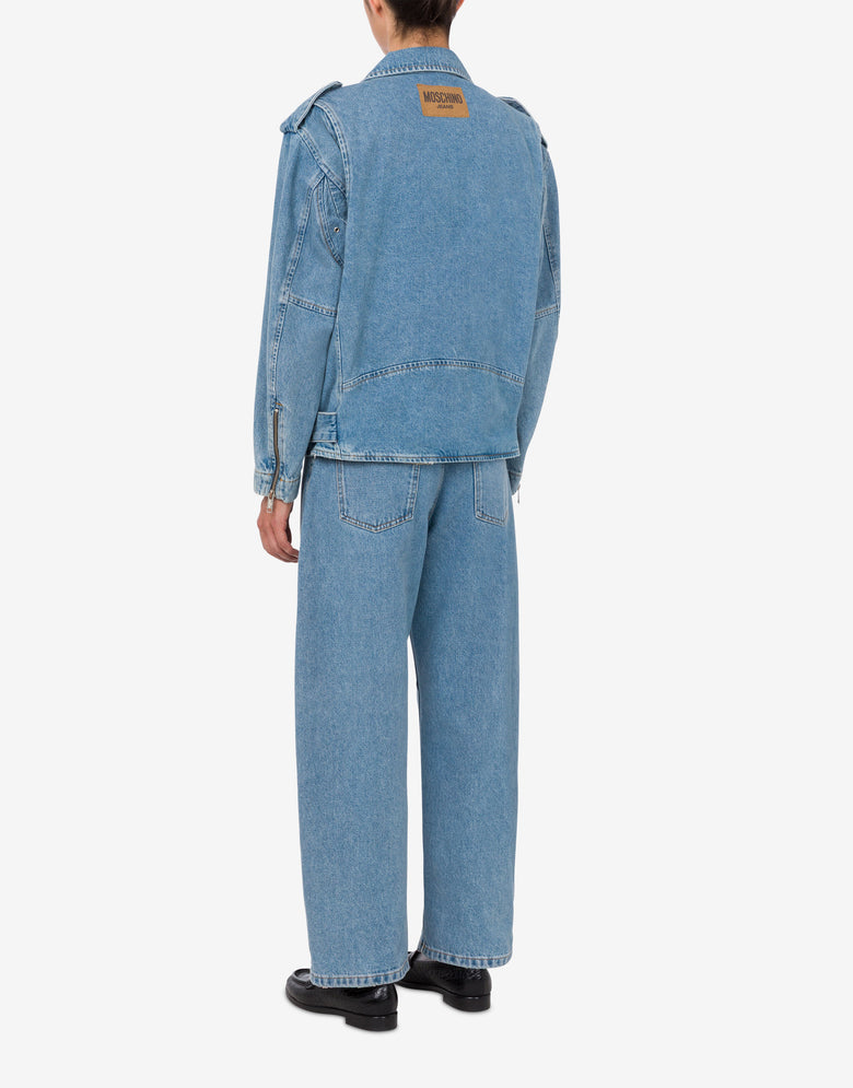 コットンデニムのバイカージャケット ブルーデニム Moschino Jeans 2