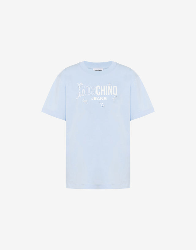 T-shirt in jersey di cotone stampata Cielo Moschino Jeans 0