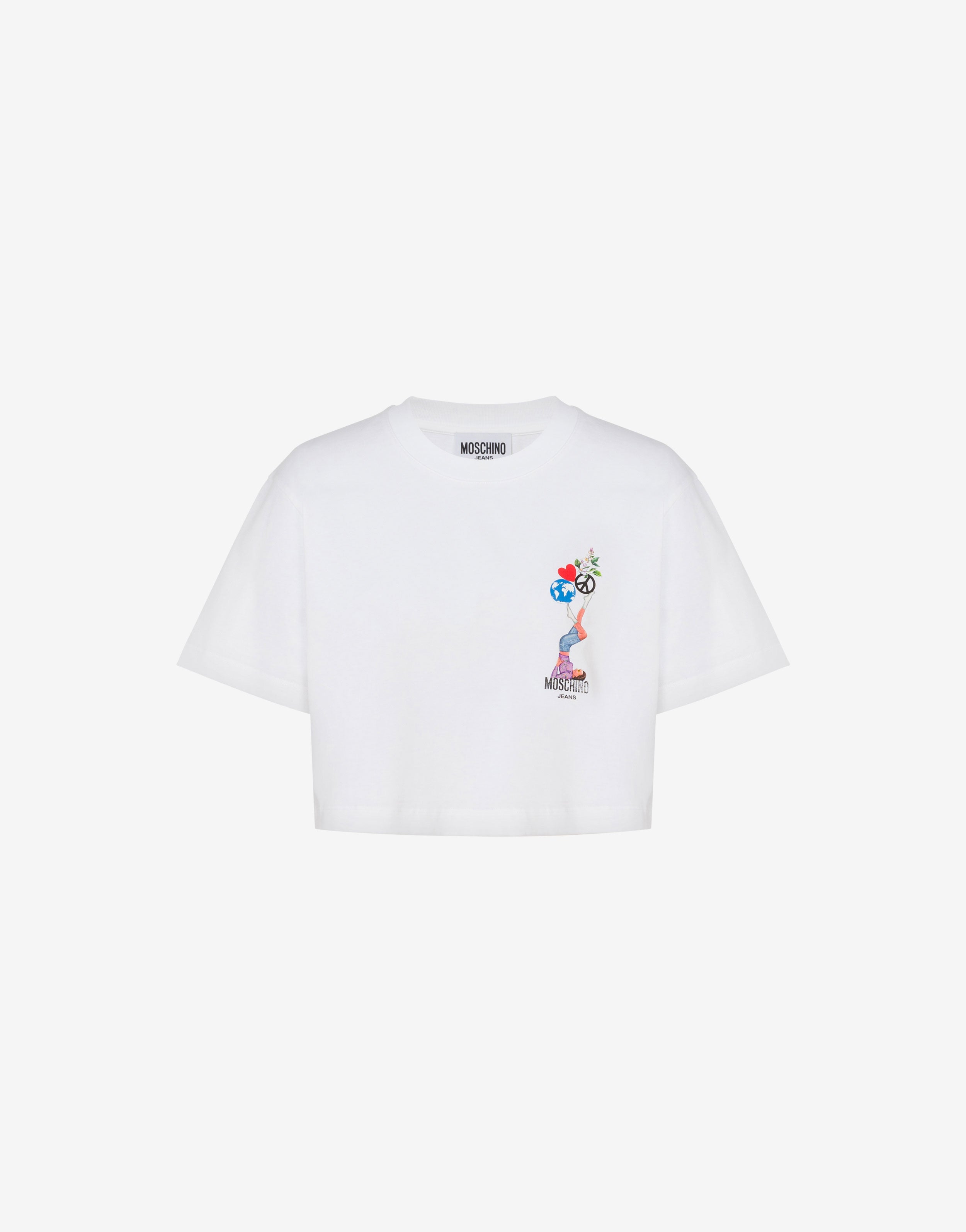 Printed cotton jersey crop top