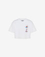 Camiseta curta em malha de algodão estampada