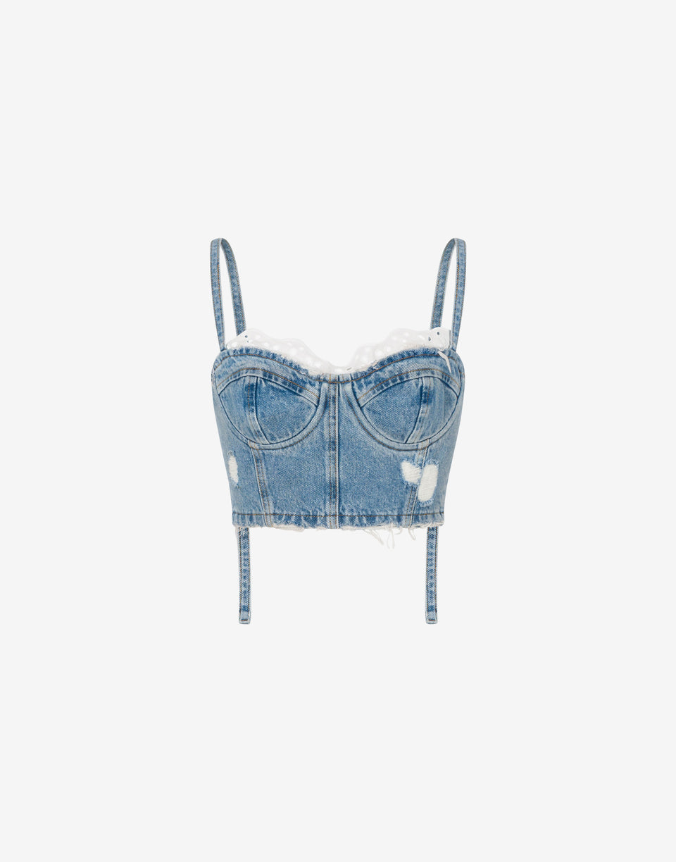 Cotton denim crop top Blue Denim Moschino Jeans 0