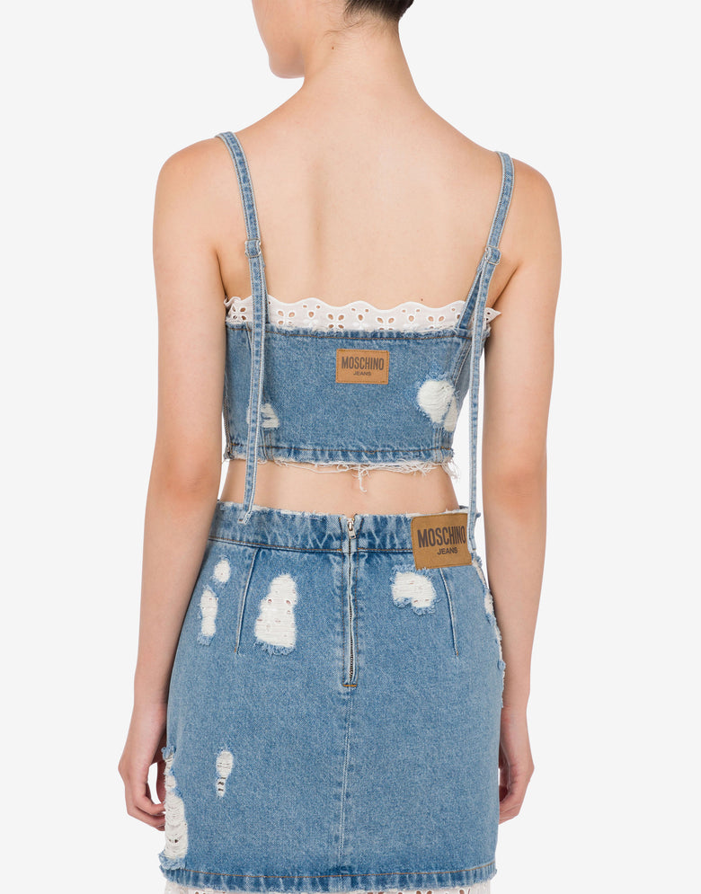 Cotton denim crop top Blue Denim Moschino Jeans 2