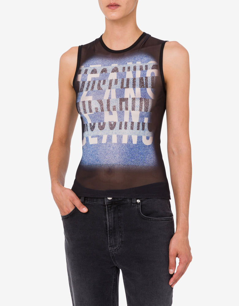 Top en maille imprimée Noir Moschino Jeans 1