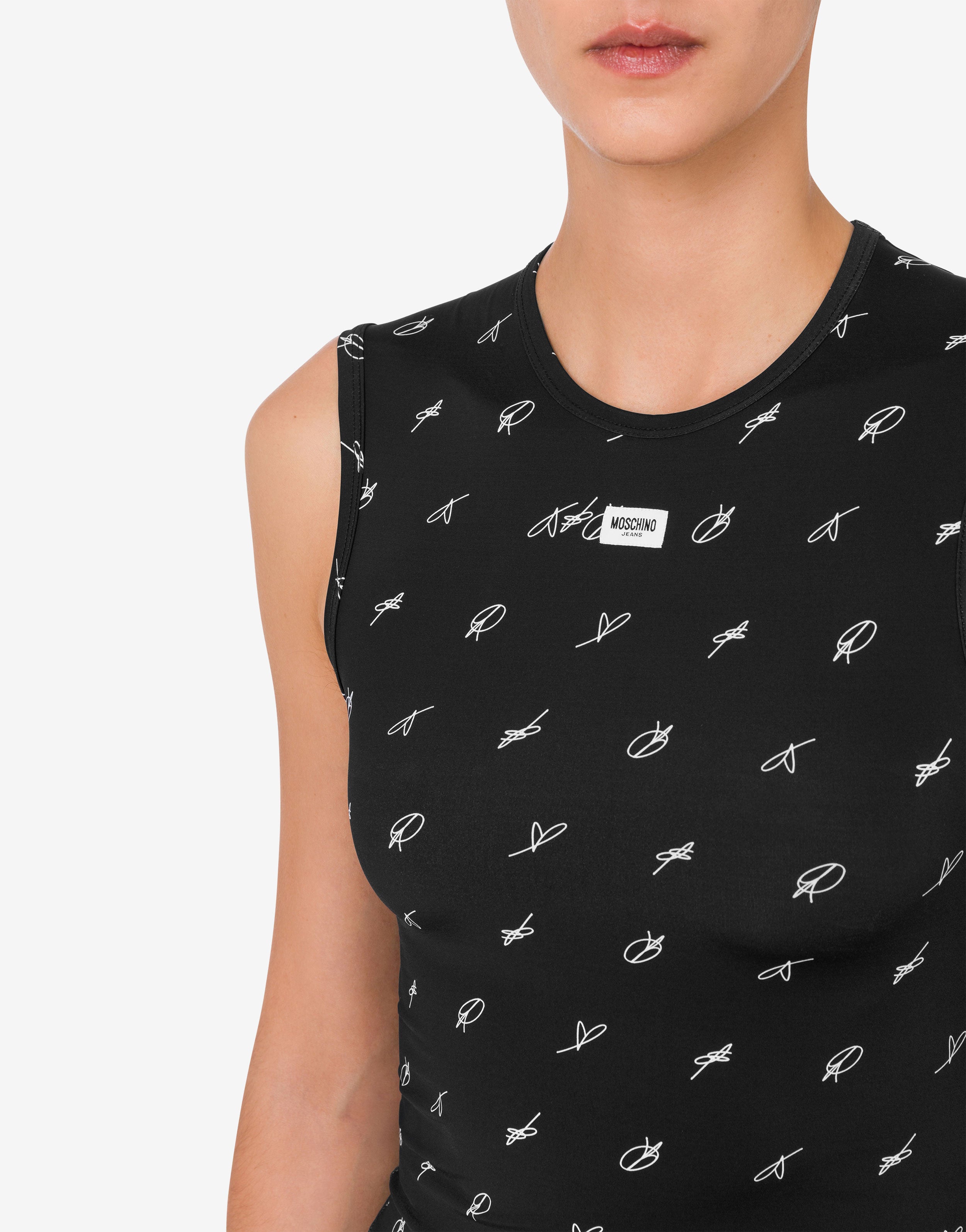Printed technical jersey top Moschino Jeans | Moschino