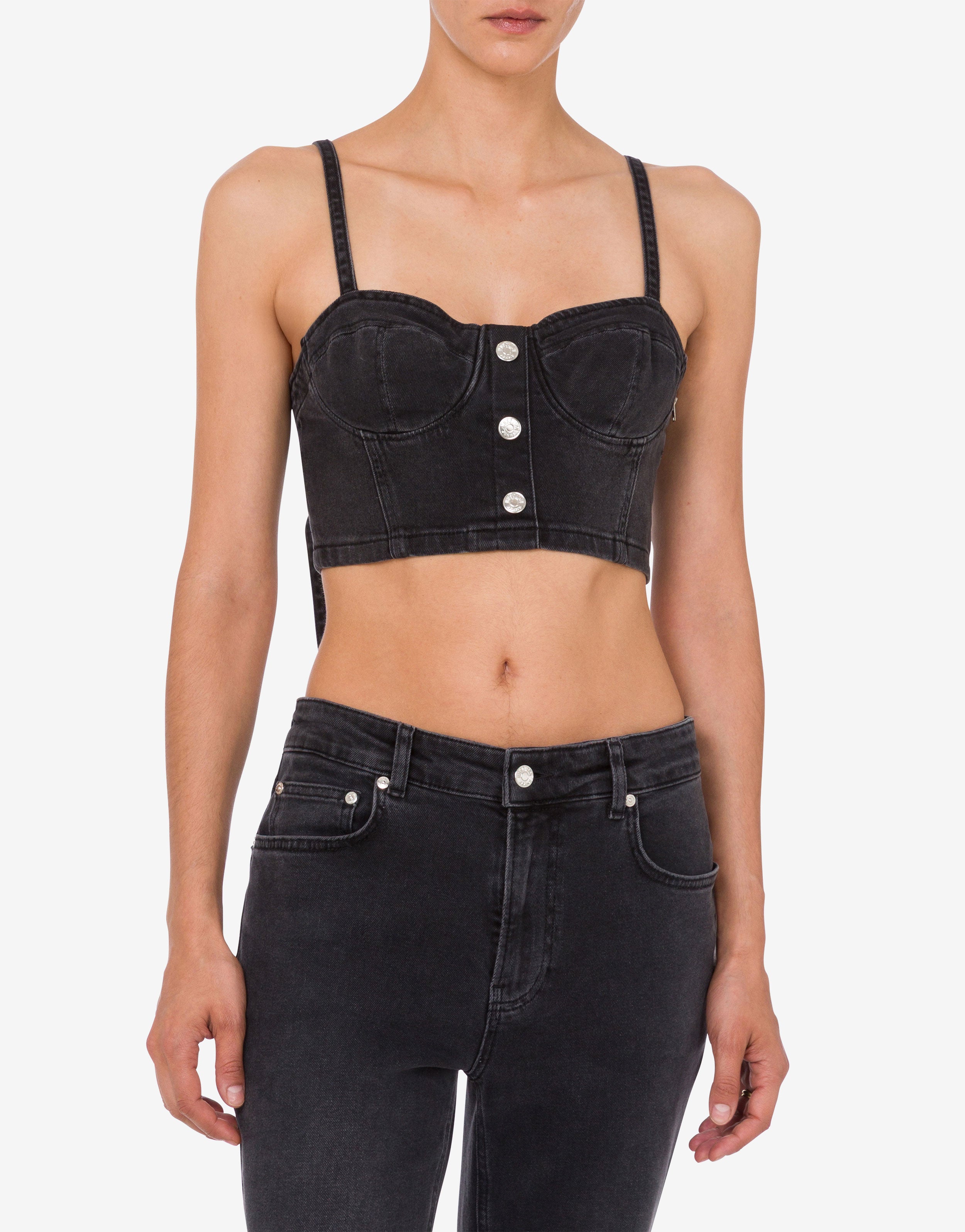 Stretch denim crop top Moschino Jeans | Moschino