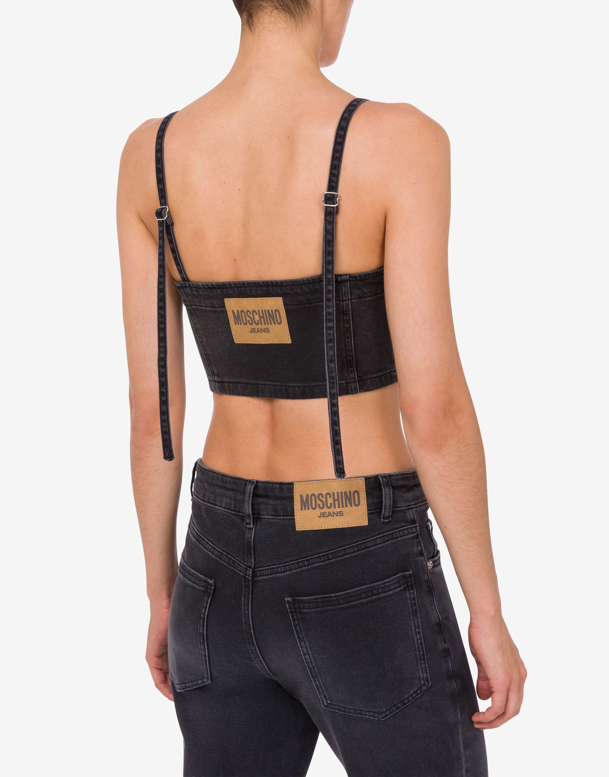 Stretch denim crop top Moschino Jeans | Moschino