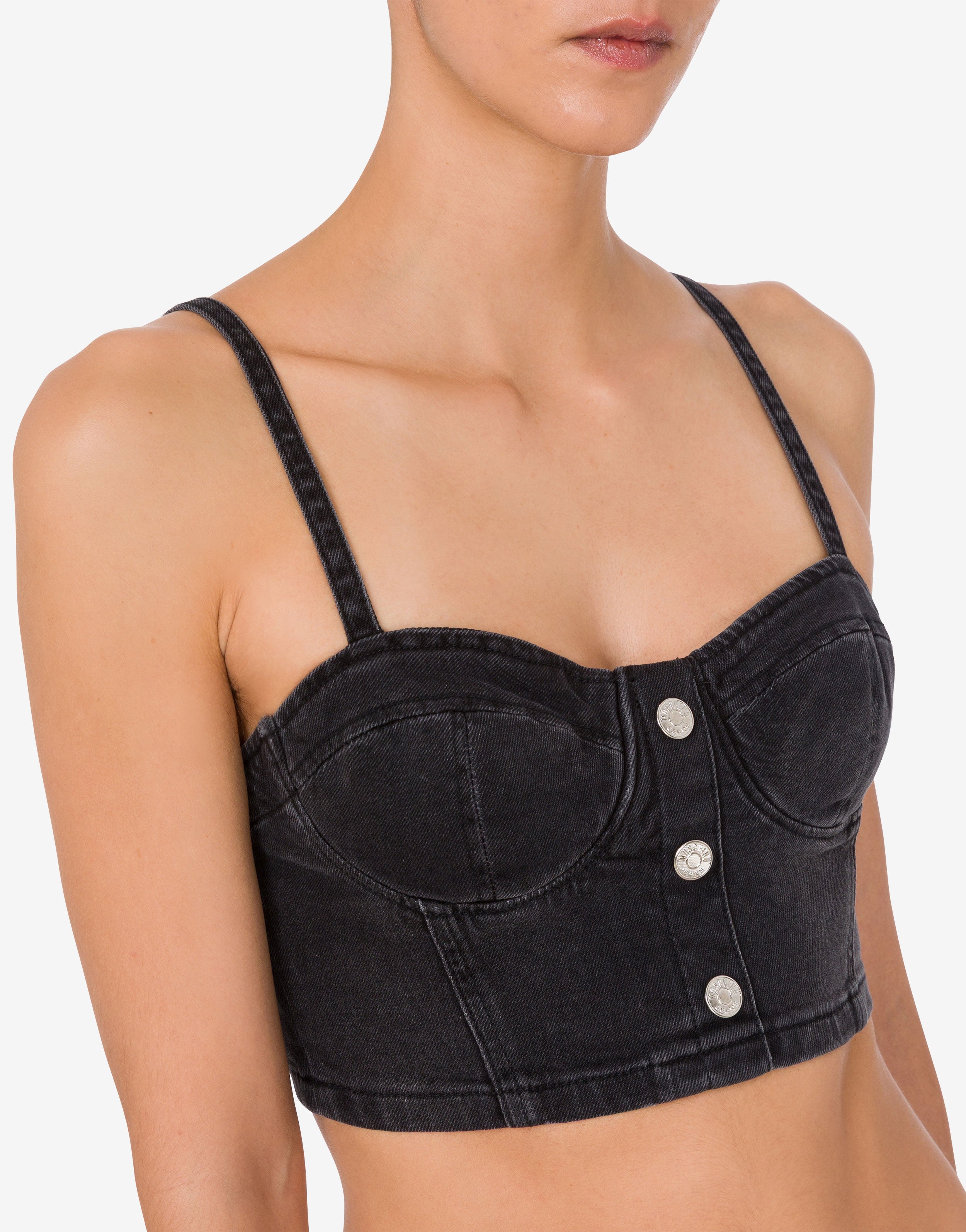 Stretch denim crop top Moschino Jeans | Moschino