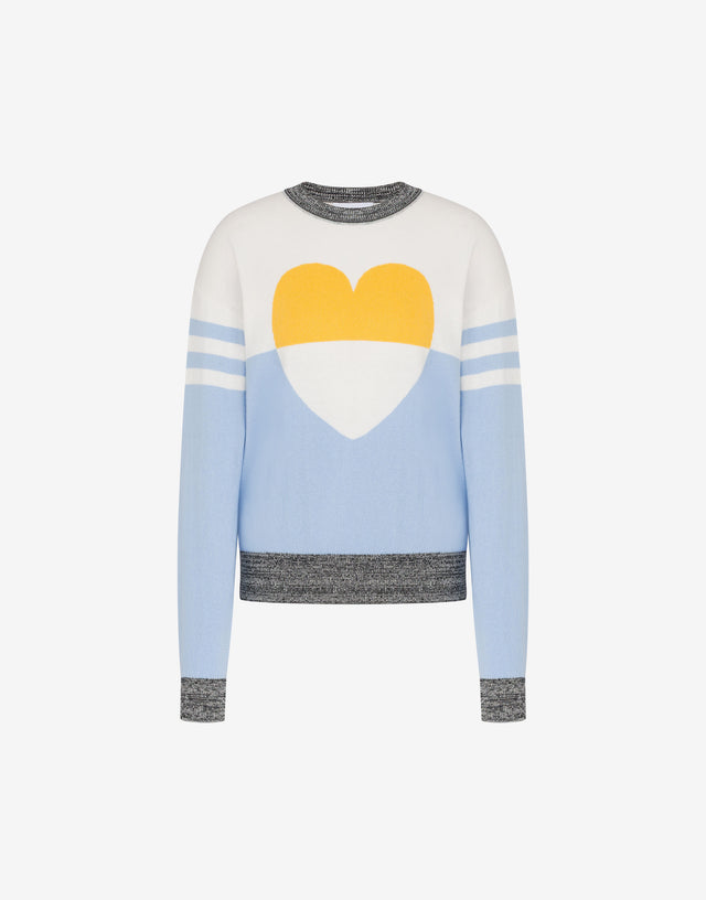 嵌花棉质羊绒套头衫 天蓝色 Moschino Jeans 0