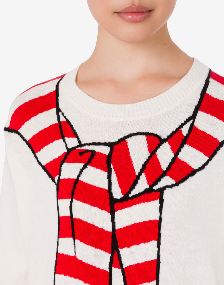 Intarsia cotton and cashmere pullover White Moschino Jeans 3