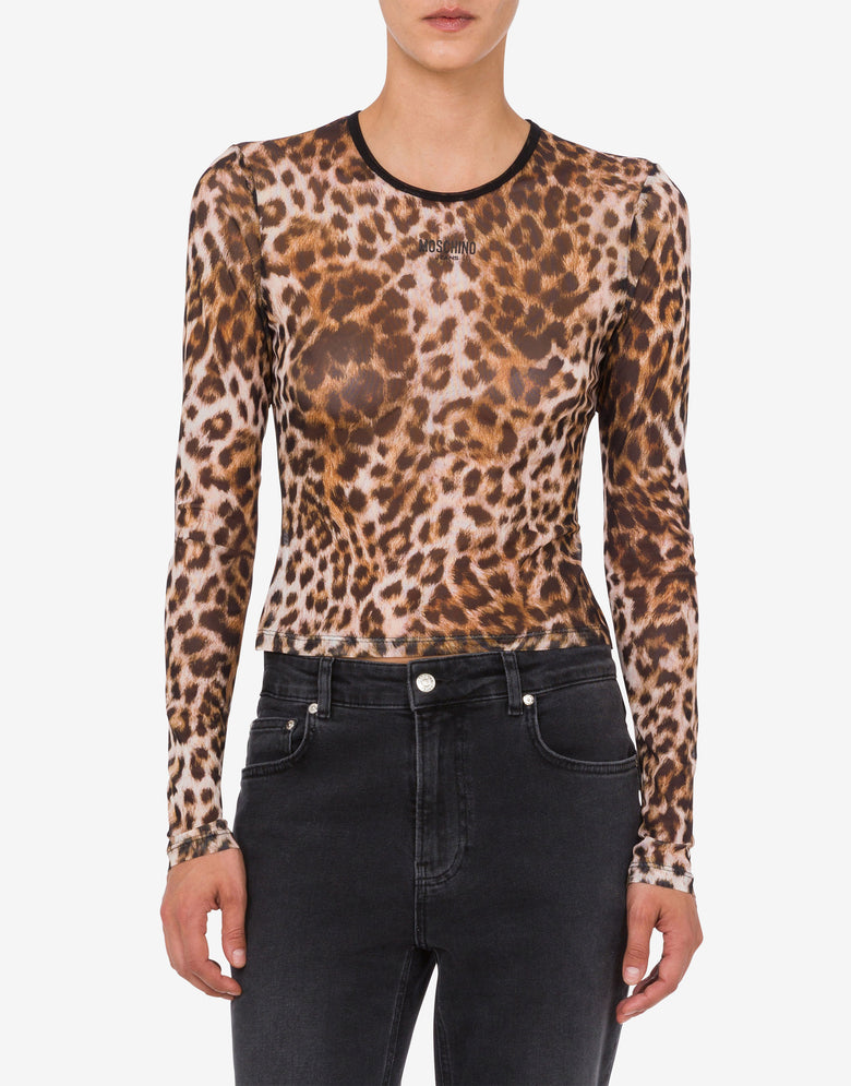 Printed mesh T-shirt Brown Moschino Jeans 1