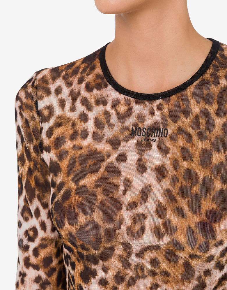 Printed mesh T-shirt Brown Moschino Jeans 3
