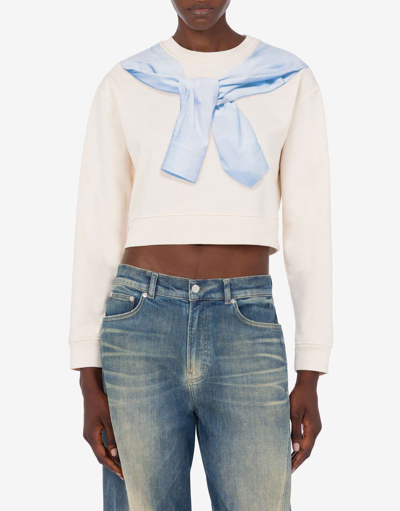 Sudadera corta estampada de algodón Blanco Moschino Jeans 1