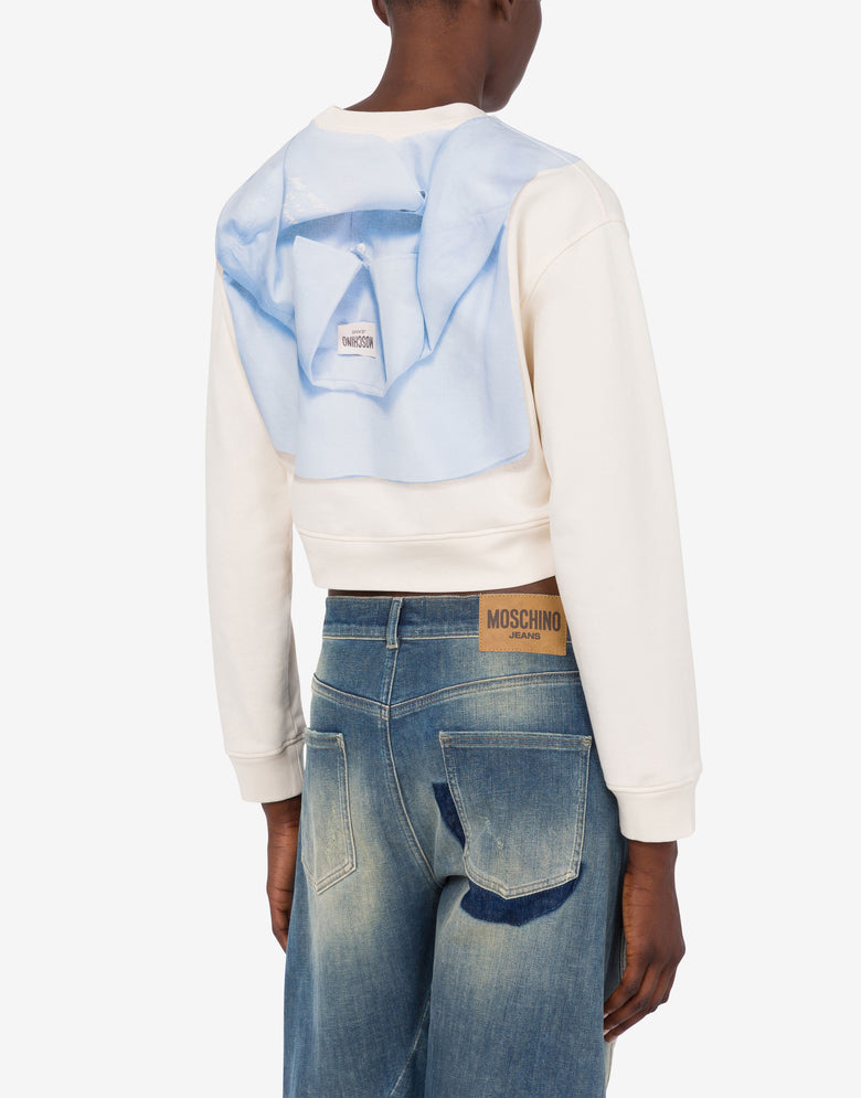 Sudadera corta estampada de algodón Blanco Moschino Jeans 2