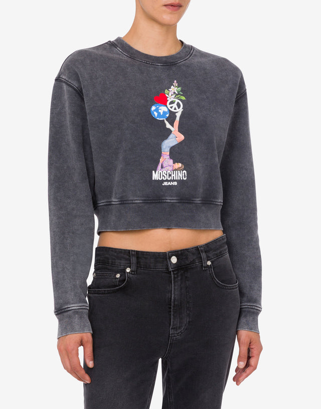 印花棉质卫衣 深灰色 Moschino Jeans 1