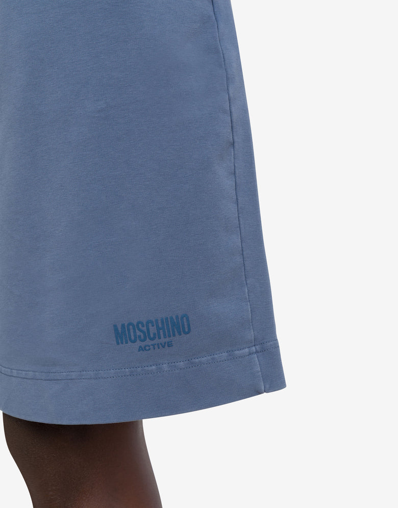 Shorts aus garngefärbter Baumwolle Hellblau Moschino 3