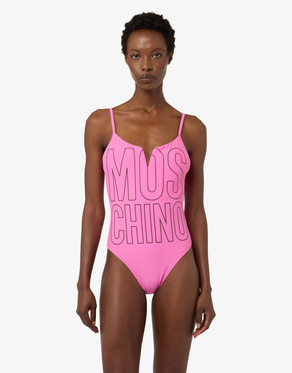 Printed Lycra one-piece swimsuit Fuchsia Moschino 0