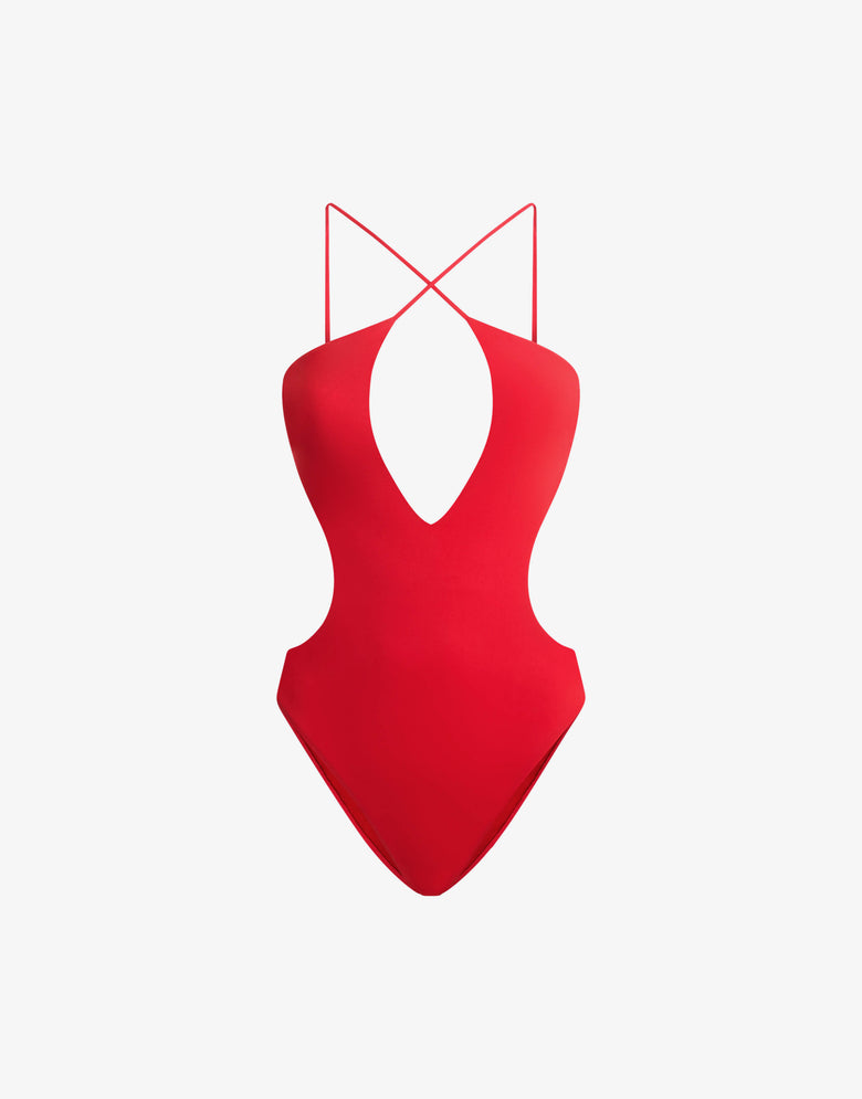 Einteiliger Badeanzug aus Lycra Rot Moschino 3