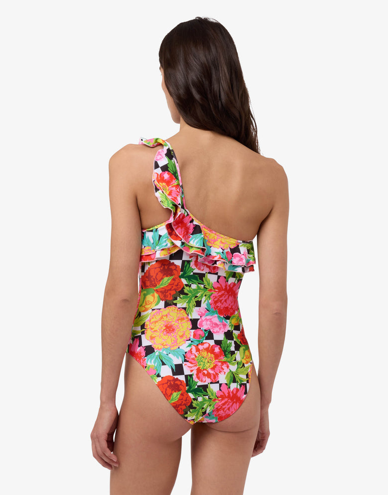 Printed Lycra one-piece swimsuit Multicoloured Moschino 1