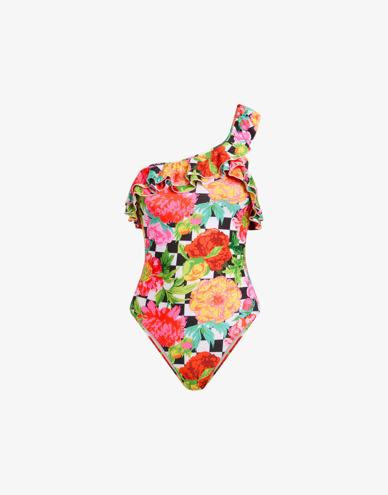 Printed Lycra one-piece swimsuit Multicoloured Moschino 3
