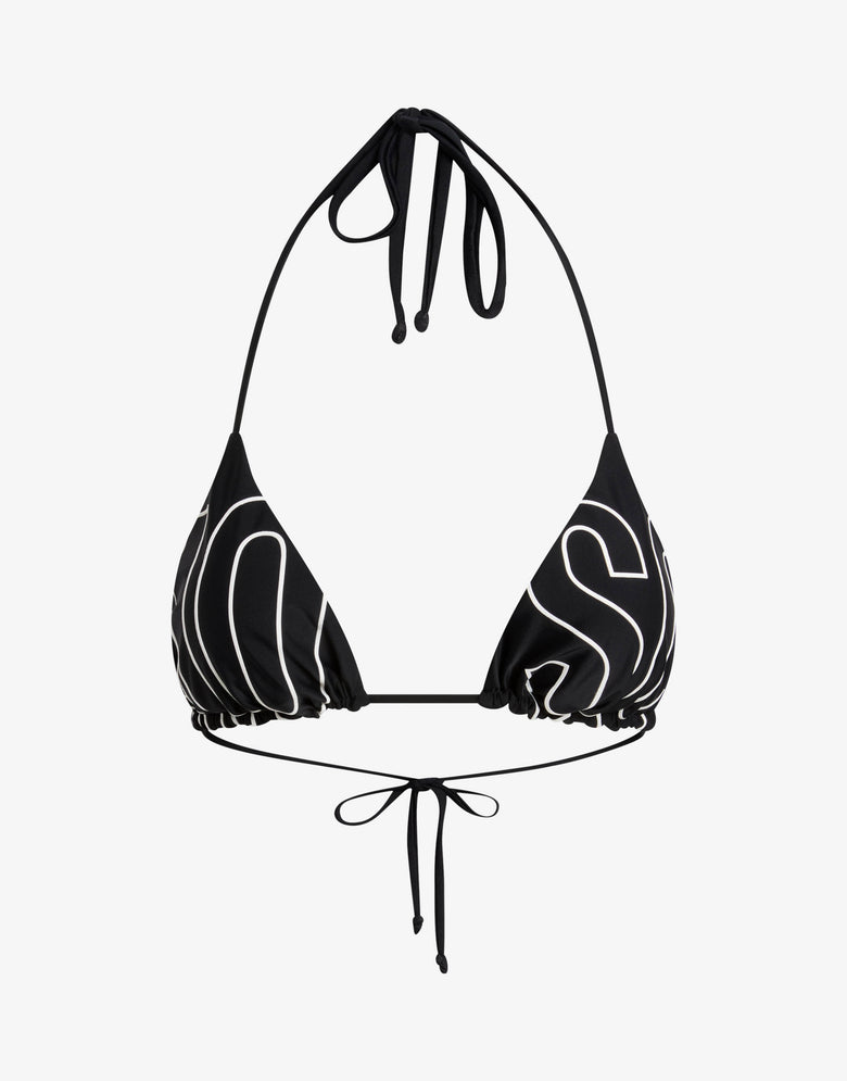 Printed triangle bikini top Black Moschino 3