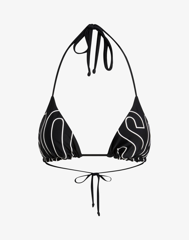 Printed triangle bikini top Black Moschino 0