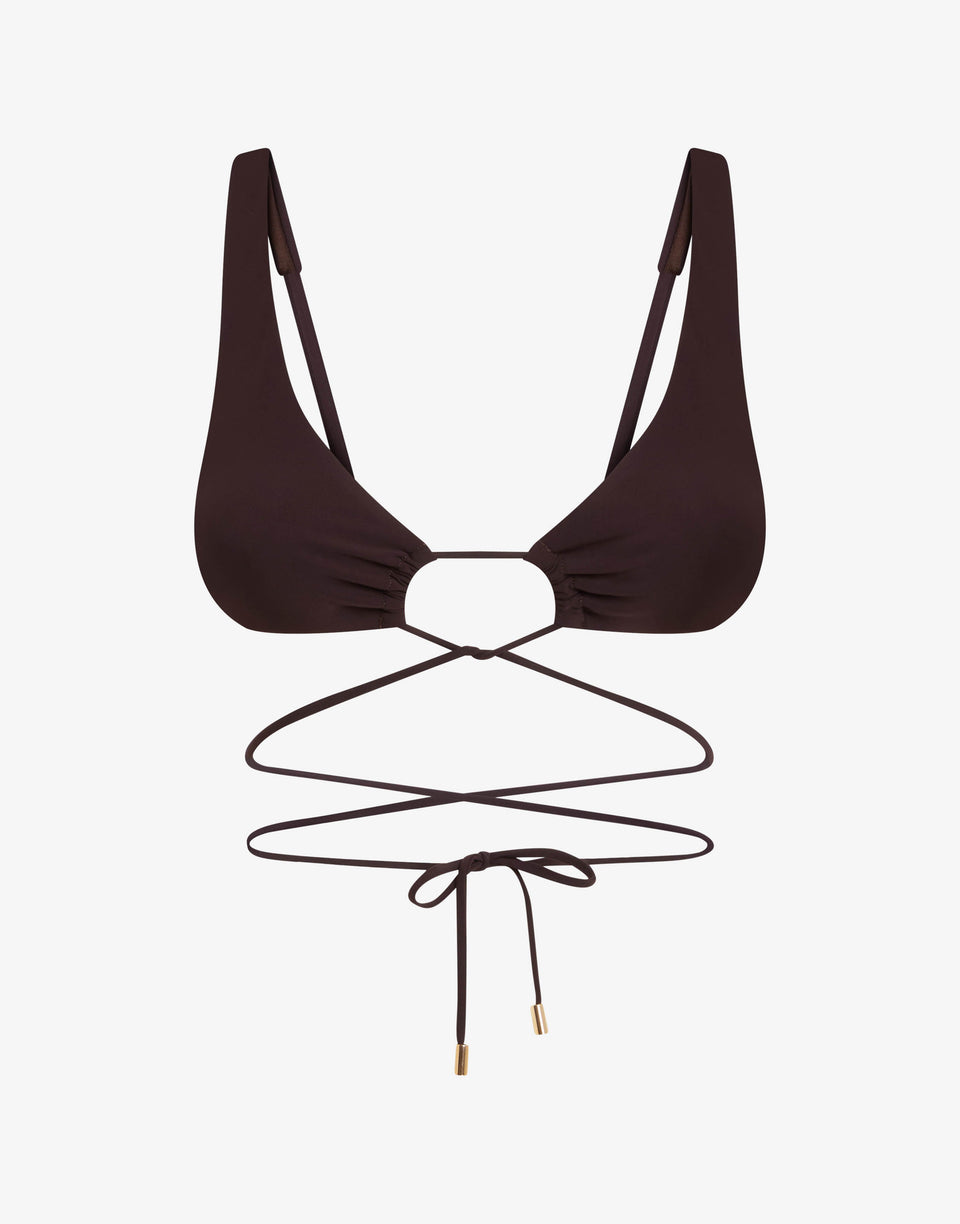 Triangel-Bikini-Oberteil aus Lycra Braun Moschino 0