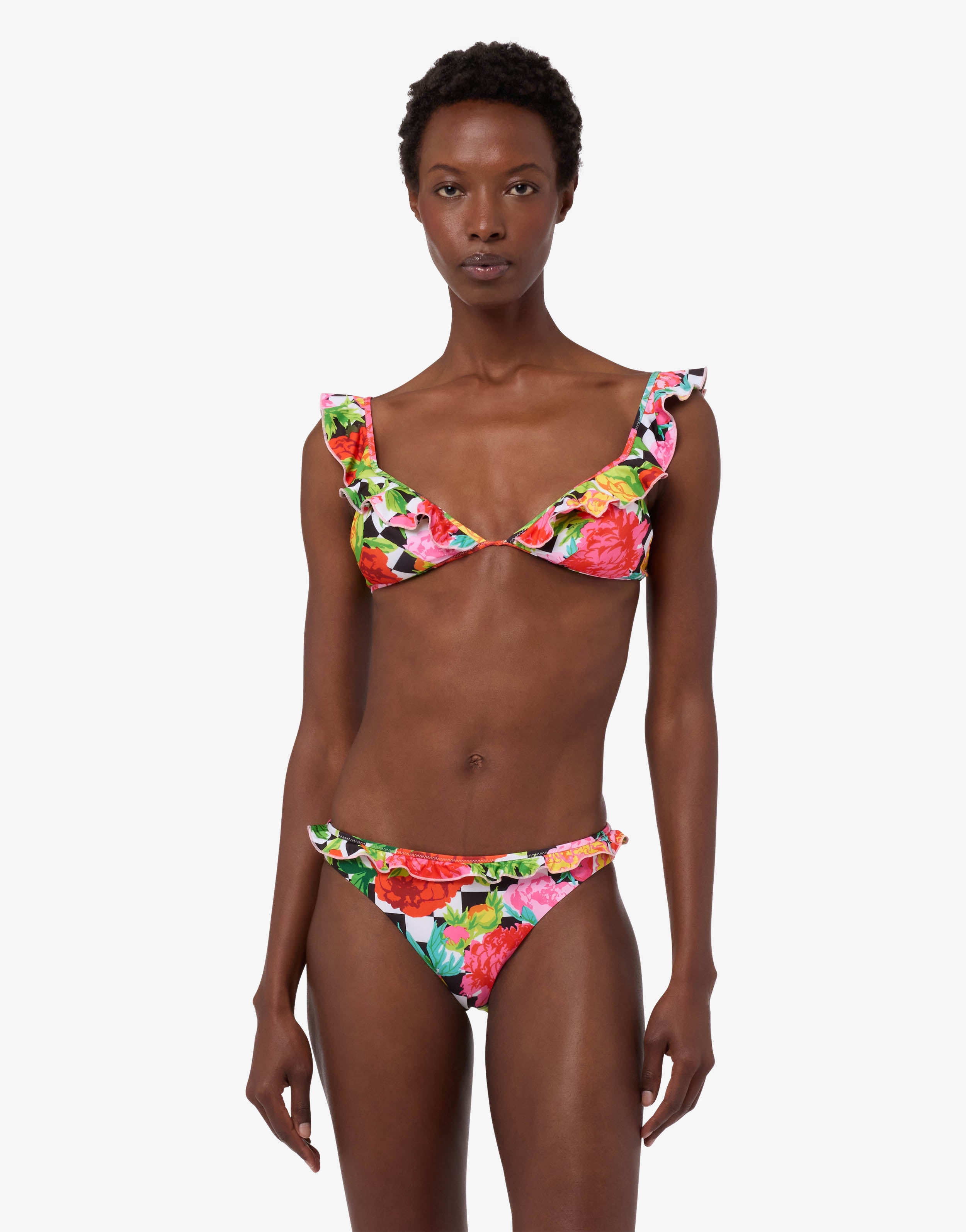 Printed Lycra triangle bikini top | Moschino