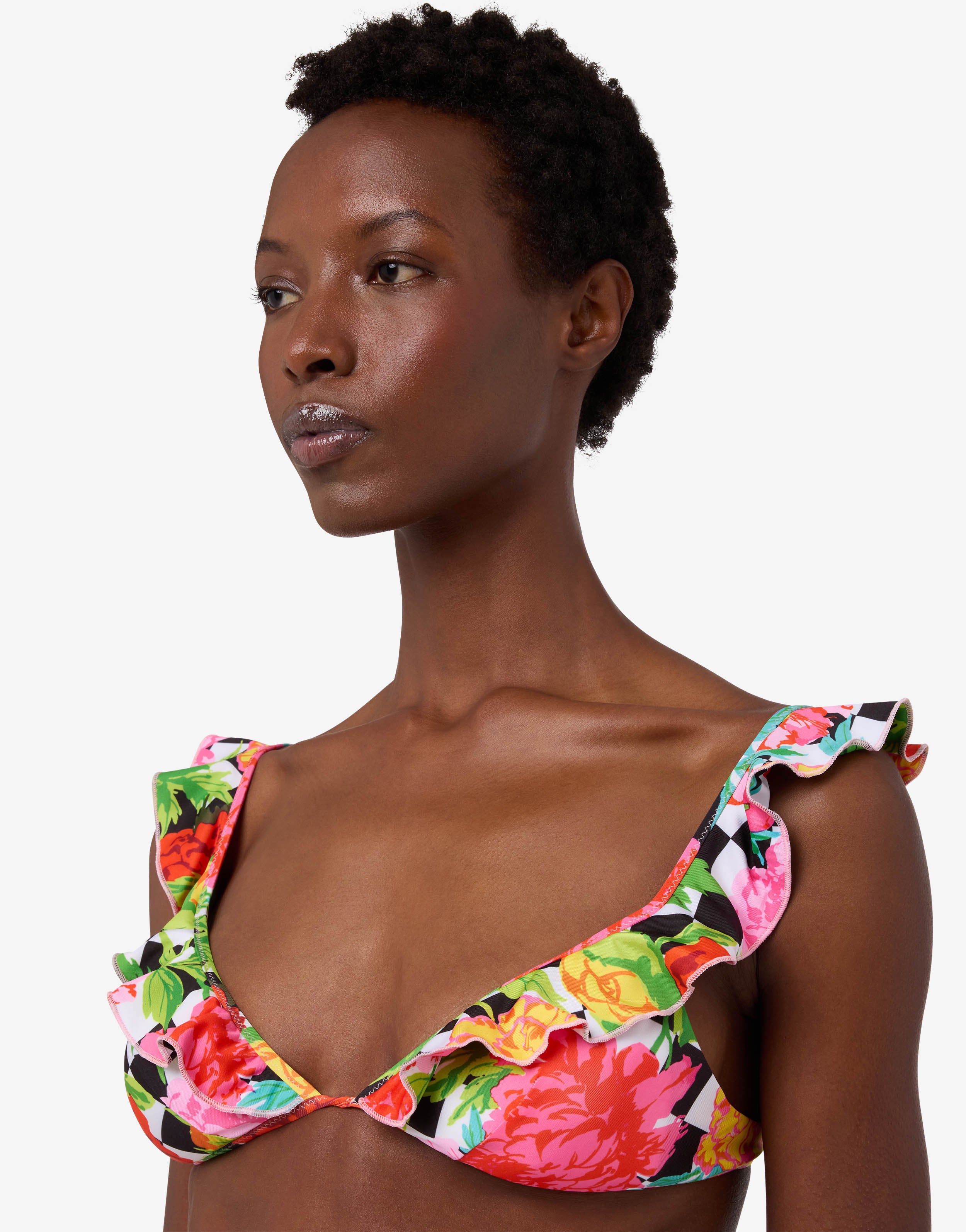 Printed Lycra triangle bikini top | Moschino