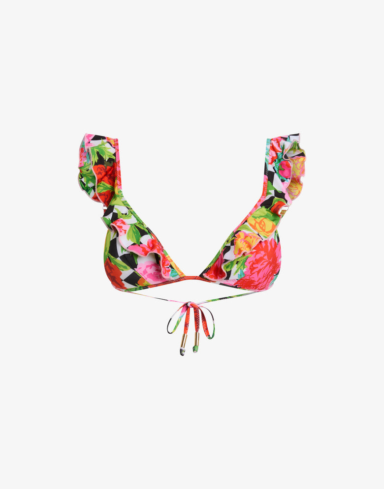 Printed Lycra triangle bikini top Multicoloured Moschino 3