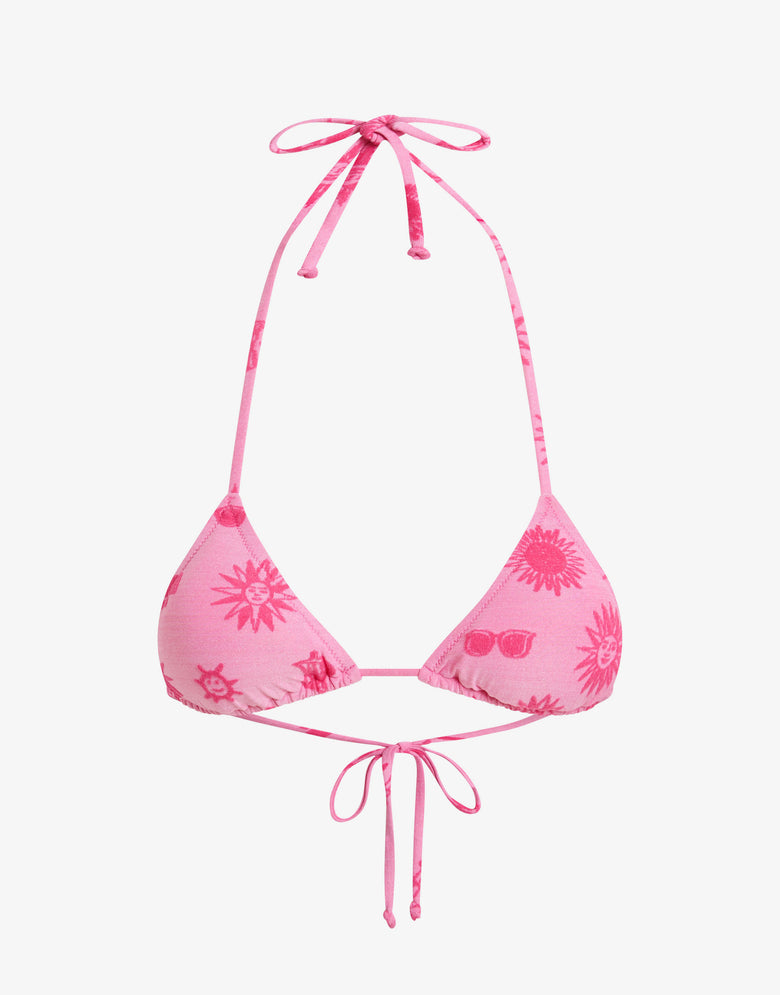 Triangle bikini top in terry cloth Pink Moschino 2