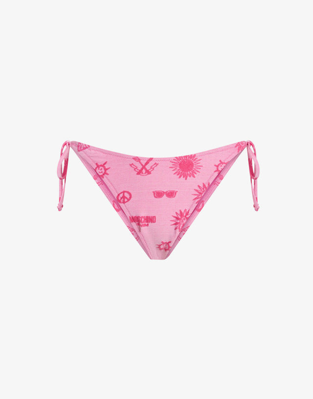 Terry cloth swim briefs with ties Pink Moschino 0