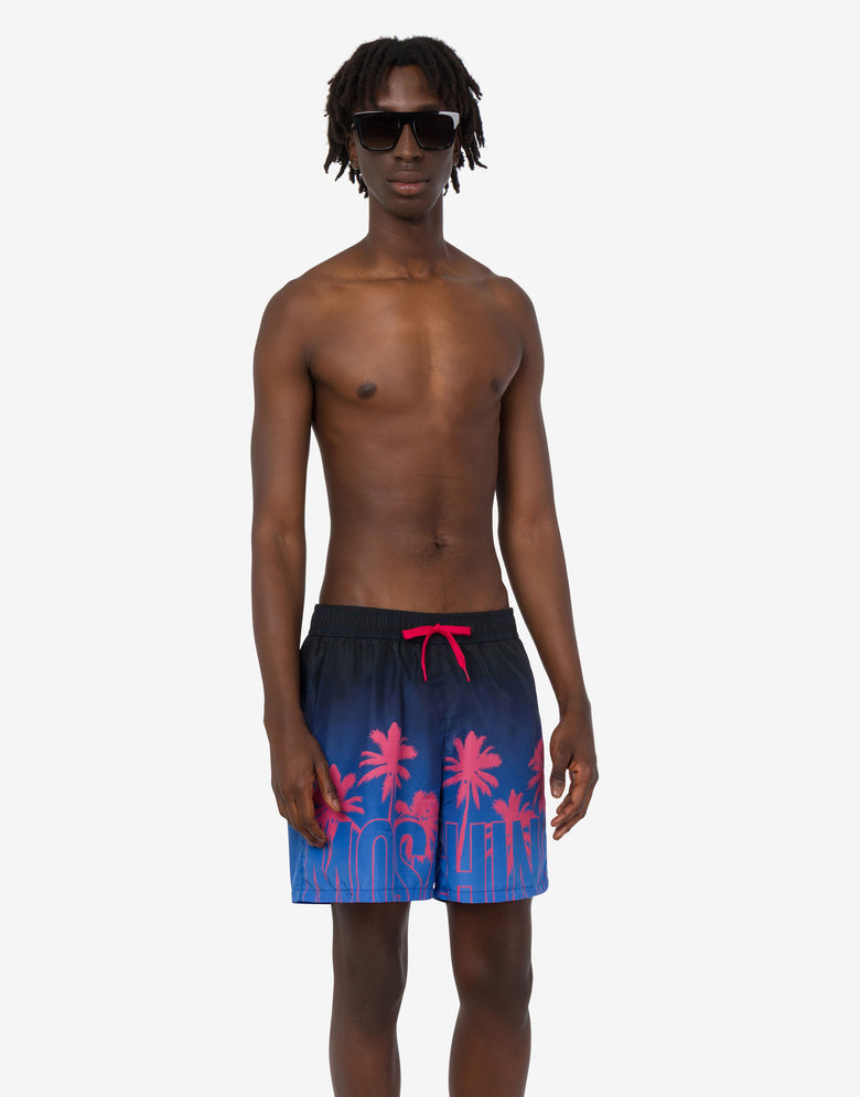 Cuecas boxer de banho em nylon estampado Azul Moschino 1