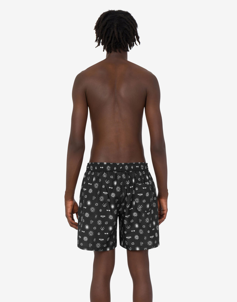 Boxers de baño de nailon estampado Negro Moschino 2