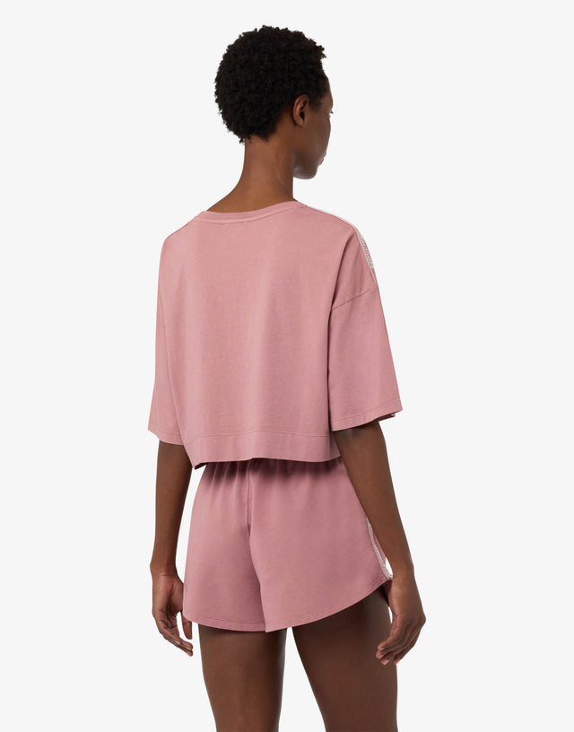 Crop top in cotton jersey Antique pink Moschino 1