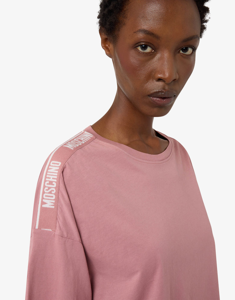 Crop top in cotton jersey Antique pink Moschino 2