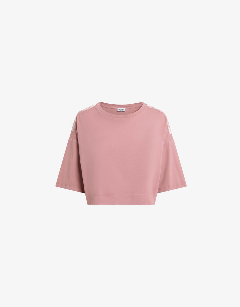Crop top in cotton jersey Antique pink Moschino 3