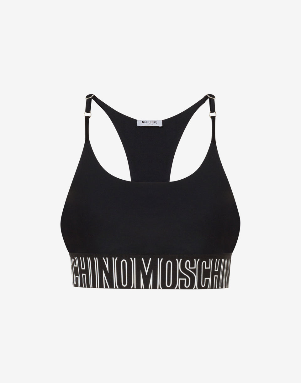Top desportivo curto em tecido técnico Negro Moschino 0