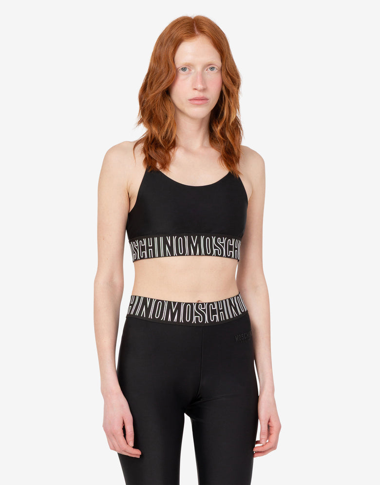 Top desportivo curto em tecido técnico Negro Moschino 1