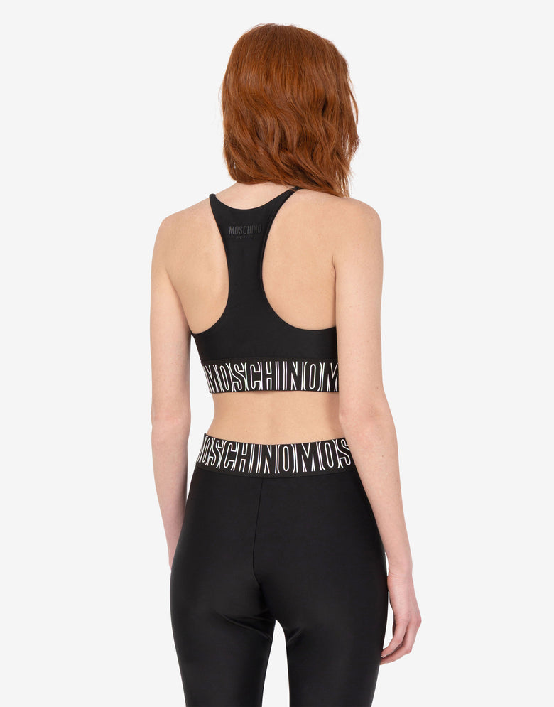 Top desportivo curto em tecido técnico Negro Moschino 2