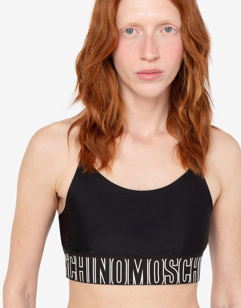 Top desportivo curto em tecido técnico Negro Moschino 3