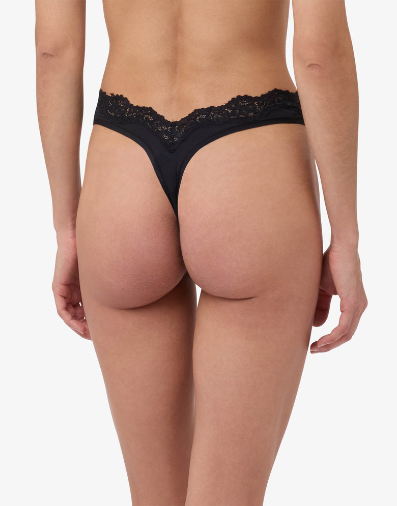微纤维蕾丝丁字裤 黑色 Moschino 2