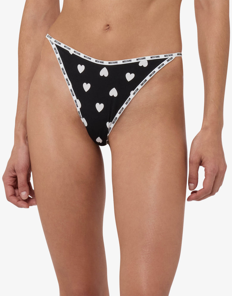 印花微纤维丁字裤 黑色 Moschino 1