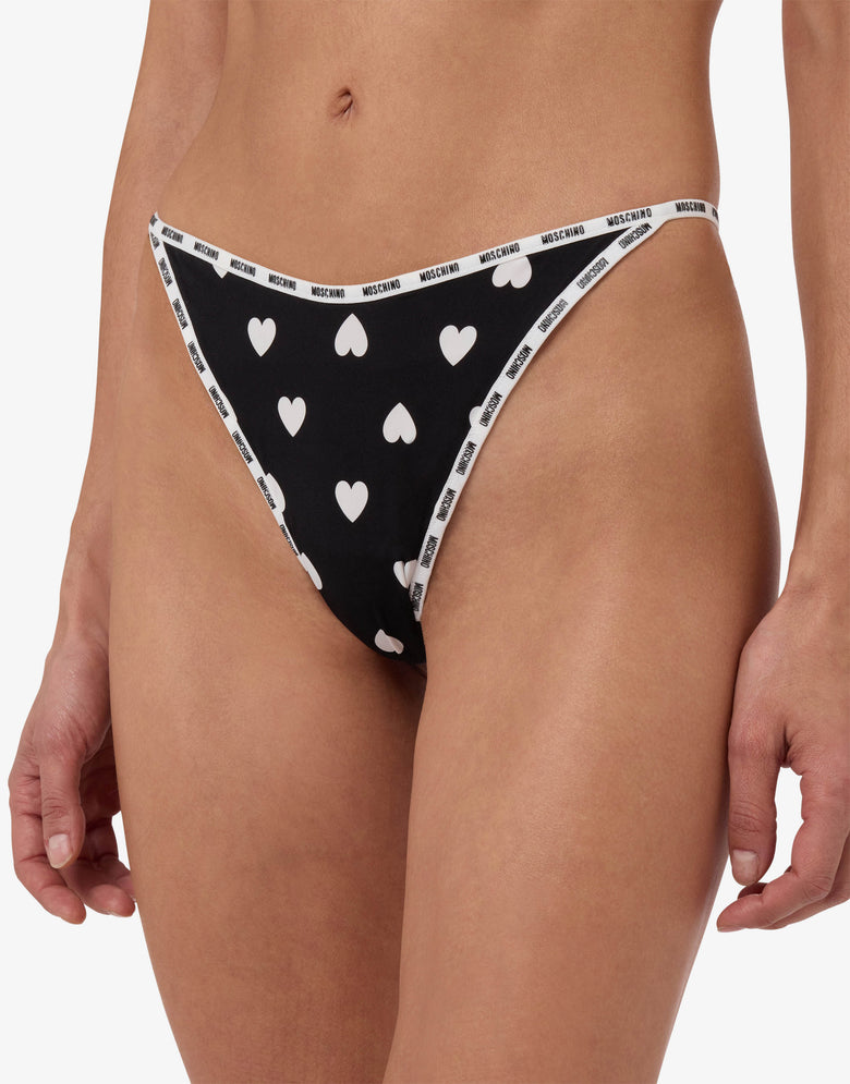 印花微纤维丁字裤 黑色 Moschino 3
