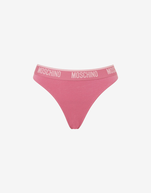 Elastic thong with logo band Pastel pink Moschino 0