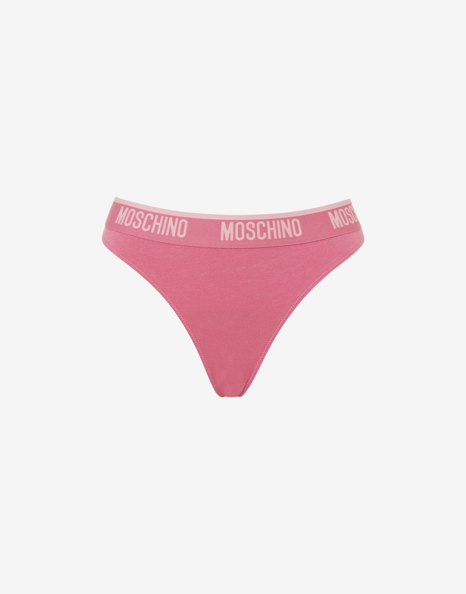 String élastique avec bandeau logo Rose pastel Moschino 0