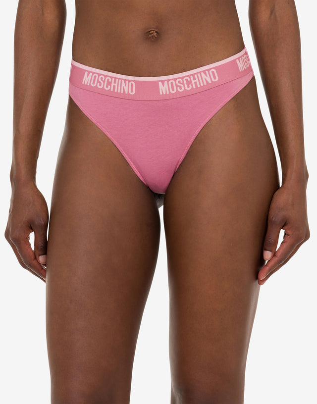 Elastic thong with logo band Pastel pink Moschino 1