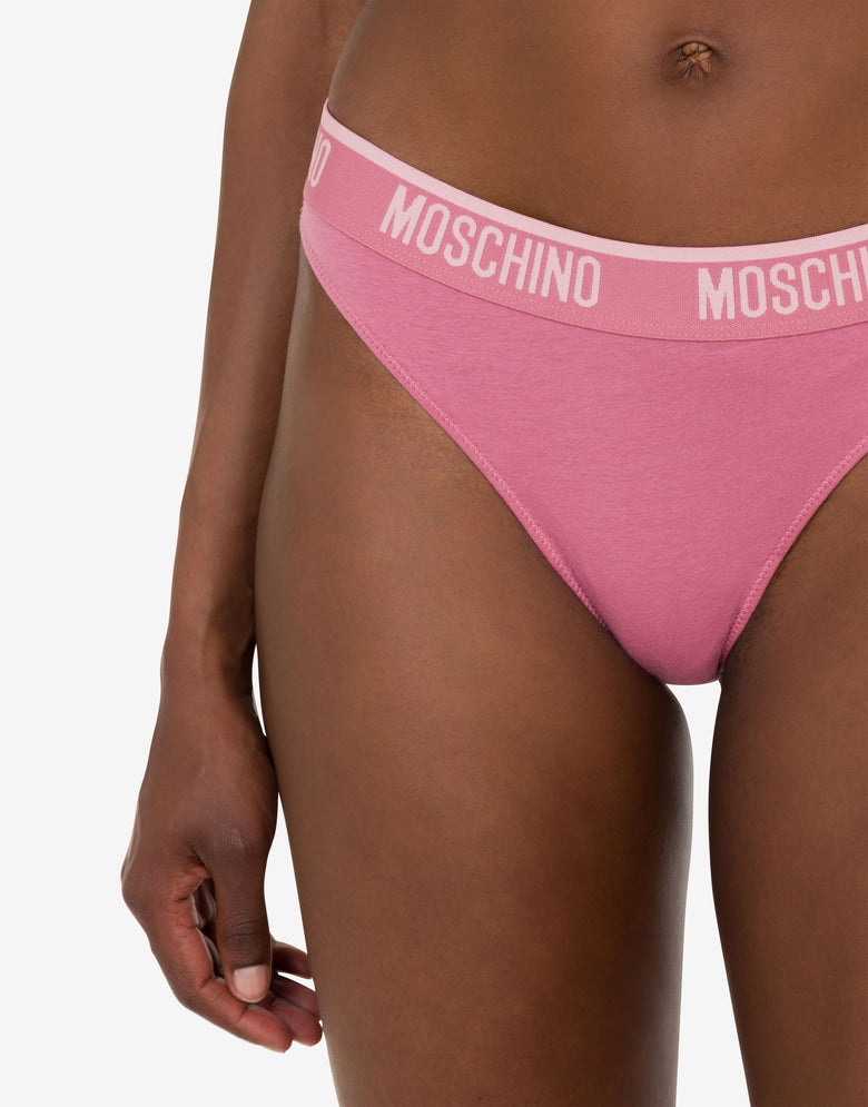 String élastique avec bandeau logo Rose pastel Moschino 3